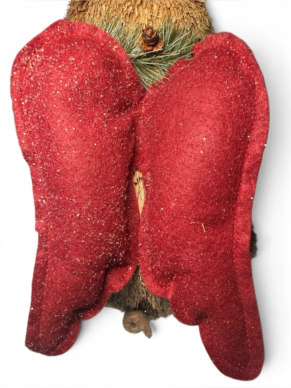 Pier 1 Imports Sisal Brown Christmas Pig with Wreath and Wings NWOT